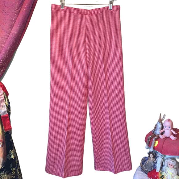 vintage 70s red and cream flared disco pants - Picture 1 of 9